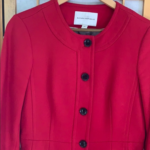 banana republic red coat with black buttons - Picture 4 of 9